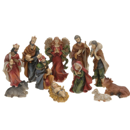 Set of 11x pcs nativity scene statues 3-10 cm