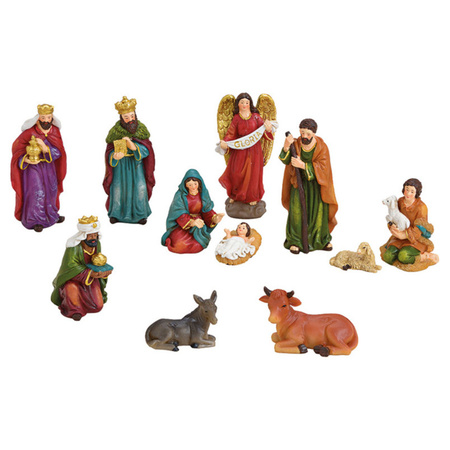 Set of 11x pcs nativity scene statues 3 tot 12 cm