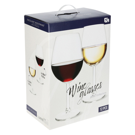Red and white wine glasses set 12 pcs 430/580 ml