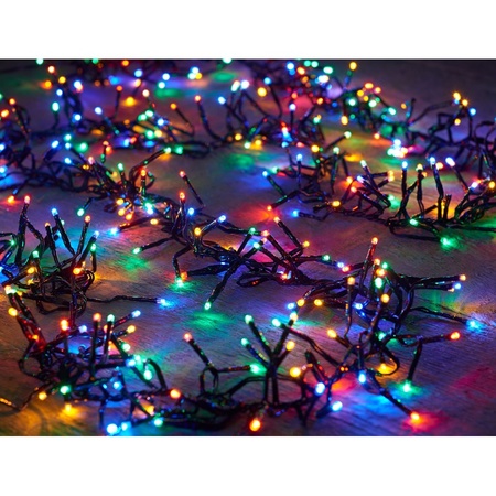 Set of 2x pieces christmas clusterlights with timer multi colour LED 4,5 m