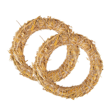 Set of 2x pieces straw wreaths 25 x 6 cm