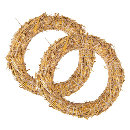 Set of 2x pieces straw wreaths 35 x 6,5 cm