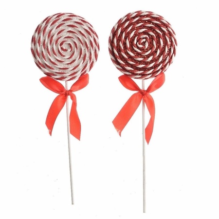 Set of 2x candy lollies for the christmas tree 28 cm