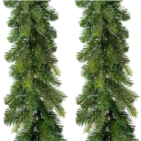 Set van 2x stuks kerst dennenslinger guirlandes groen 20 x 270 cm dennenguirlandes kerstversiering