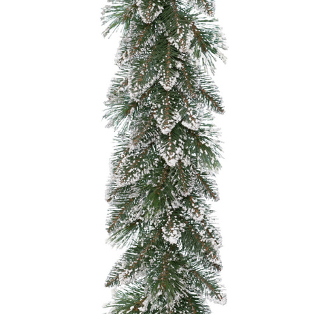 Set van 2x stuks kerst dennenslinger guirlandes groen met sneeuw 30 x 270 cm