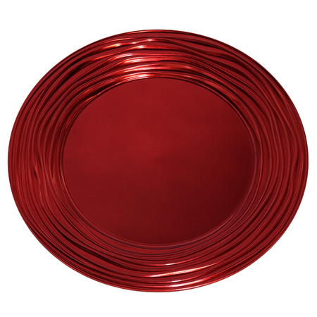Set of 2x pcs dinner plates/platters red shiny 33 cm round