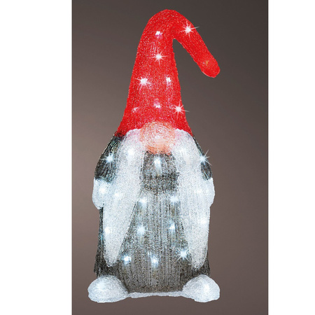 Set of 2x pieces led christmas figures acryl gnome/dwarf 19 x 22 x 44 cm with 60 clear white lights