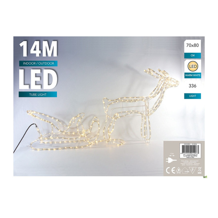 Set of 2x pieces led christmas figures acryl reindeer 70 x 80 cm with 336 warm white lights