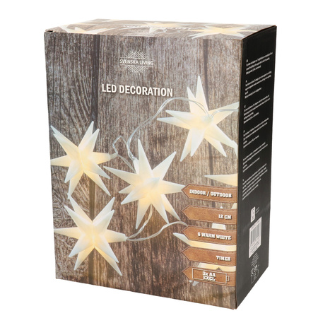 Set of 2x pieces christmas lightrope with 6 white stars on batteries