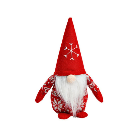 Set van 2x stuks pluche gnome/dwerg decoratie poppen/knuffels rood 12 x 20 x 9 cm