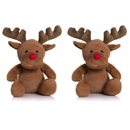 Set of 2x pieces plush animal reindeer 30 cm