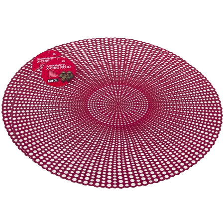 Set van 2x stuks ronde kunststof dinner placemats rood met diameter 40 cm