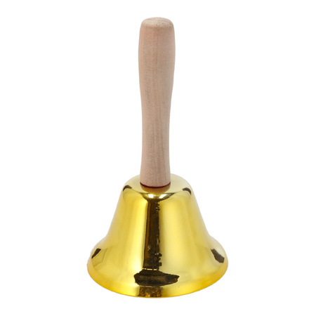 Set of 2x pieces tablebells/handbell gold 12 cm
