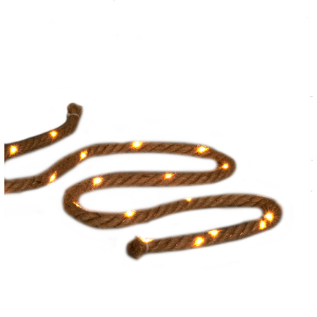 Set of 2x pieces rope lights burlap with 80 Led lights warm white 600 cm with timer