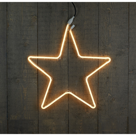 Set of 2x pieces decoration neon christmas stars with 200 warm white LED lights 54 cm
