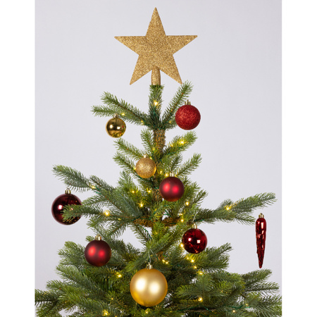 Bellatio Decorations Kerstballen - met piek - 33 stuks - rood-goud - 5-6-8 cm