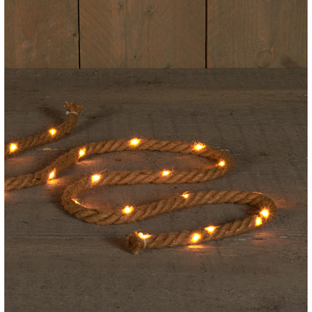 Set of 3x pieces rope lights burlap with 80 Led lights warm white 600 cm with timer