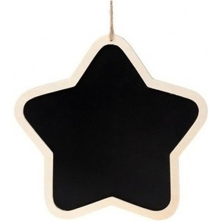 Set of 4x pieces christmas hanger wooden chalkboard star shape 22 cm