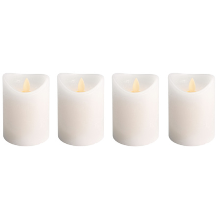 Set van 4x stuks led kaarsen/stompkaarsen ivoor wit met afstandsbediening