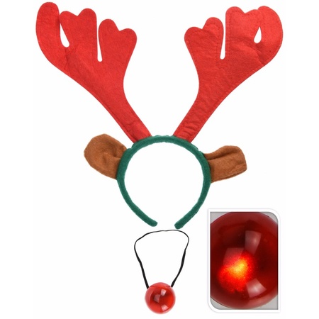 Set of 6x pieces reindeer antlers with lightning nose