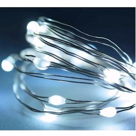 Set of 8x pieces micro Led string cool white 40 bulbs