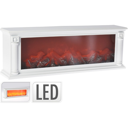 Led fire place white with flame light L63 x B12 x H22 cm