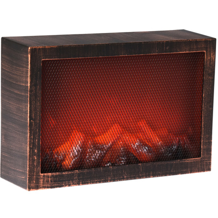 Led fire place black with copper finish with flame light L30,5 x B9,5 x H21 cm