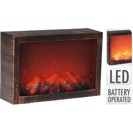 Led fire place black with copper finish with flame light L30,5 x B9,5 x H21 cm