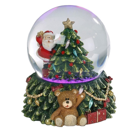 Sneeuwbol met kerstman en kerstboom inclusief LED lampje