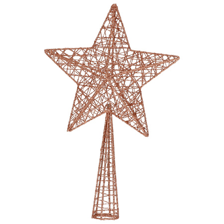Cosy & Trendy Kerstboompiek - glitter - ster - bruin - 28 cm