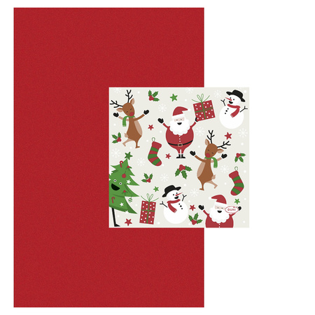 Christmas themed tablecloth with napkins red