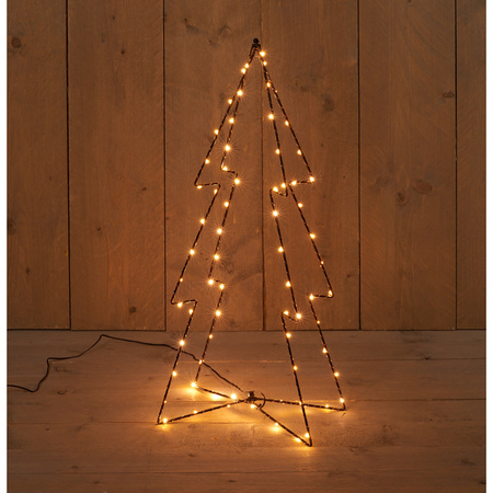 Kerstverlichting 3D kerstbomen met 60 lampjes classic warm 72 cm