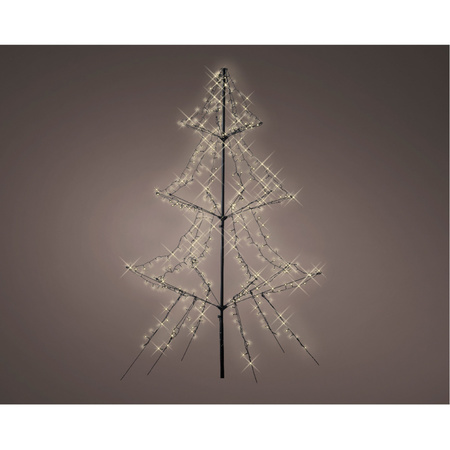 Verlichte figuren zwarte lichtboom/metalen boom/kerstboom met 420 led lichtjes 200 cm
