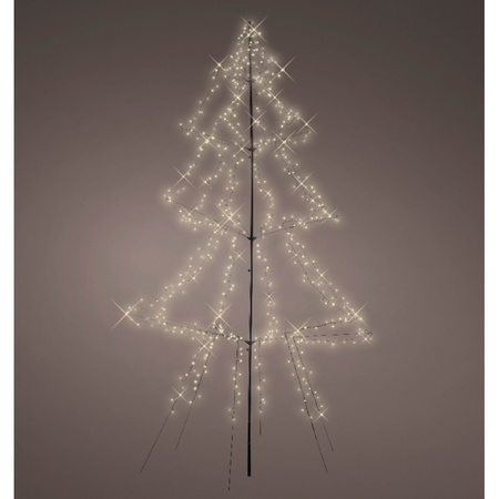 Verlichte figuren zwarte lichtboom/metalen boom/kerstboom met 600 led lichtjes 300 cm