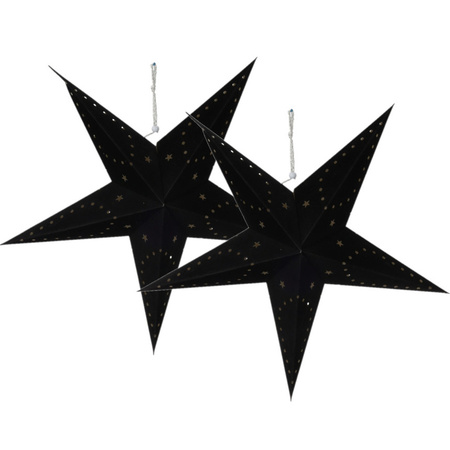 Verlichte lampions - 2 stuks - kerstster- 45 cm - papier - zwart