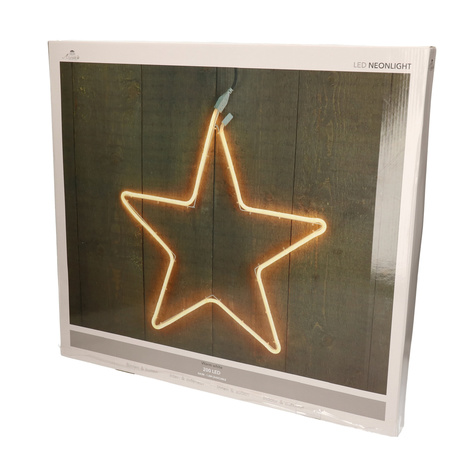 Decoration neon christmas star with 200 warm white LED lights 54 cm