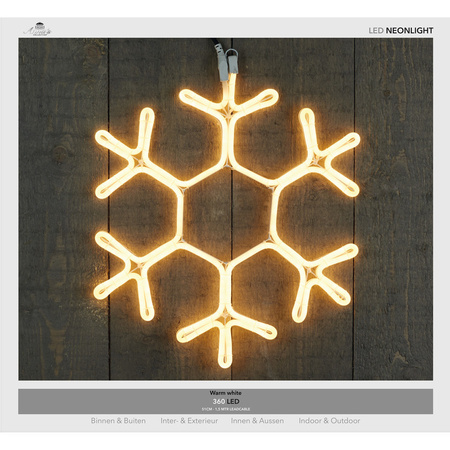 Neon LED snowflake with 360 LED warm white LED lights 51 cm