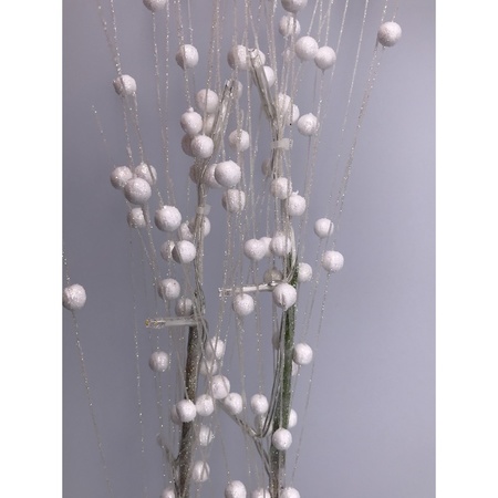 Glitter tak wit 76 cm decoratie kunstbloemen/kunsttakken met warm witte LED lichtjes