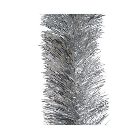 Kerst lametta guirlandes zilver 10 cm breed x 270 cm kerstboom versiering/decoratie